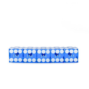 Flush Spots Casino Dice: 3/4 in., High Polish, Razor Edge, Light Blue with Serial Numbers (Stick of