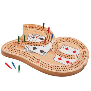 Cribbage: Big 29 Triple Track Wood Cribbage Set with Markers.