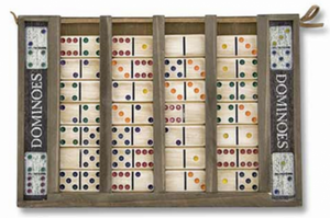Domino Set: Dominoes Set with Colorful Wooden Tiles and Case