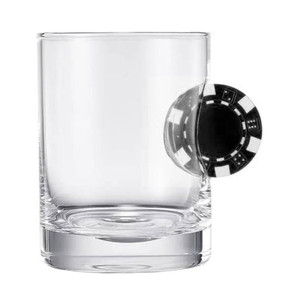 Lucky Chip Rocks Glass - Black Poker Chip Lucky Chip Rocks Glass - Black Poker Chip