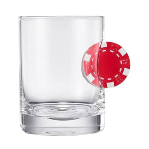 Lucky Chip Rocks Glass - Red Poker Chip Lucky Chip Rocks Glass - Red Poker Chip
