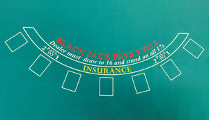 75 in x 62 in Blackjack Layout, Blackjack Pays 3-2, Insurance Pays 2-1, Burgundy (Synthetic Polyeste 75 in x 62 in Blackjack Layout, Blackjack Pays 3-2, Insurance Pays 2-1, Burgundy (Synthetic Polyeste