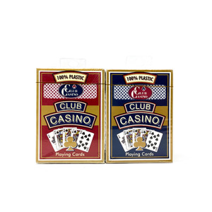 Plastic Playing Cards: Club Casino Plastic Playing Cards, Blue and Red, Wide Size, Regular Index
