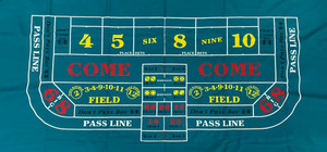 14ft x 62in Craps Layout Backed, Green (Billiard Cloth)