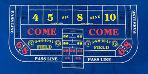 6ft x 62in Craps Single Layout Backed, Blue (Billiard Cloth)