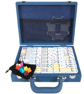 Leather Mexican Train Game Set - Blue Leather Mexican Train Game Set - Blue