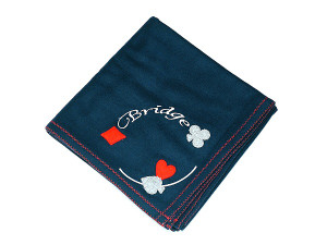 Bridge Table Cover, Wool-Nylon, Design #03 - "Bridge" and Pips, Blue Bridge Table Cover, Wool-Nylon, Design #03 - "Bridge" and Pips, Blue