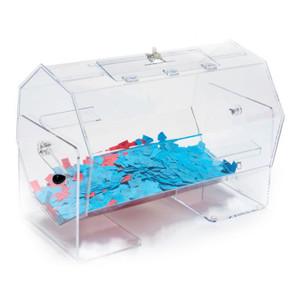 Raffle Drum: Clear Acrylic, Large, 35.5 in. Long x 24 in. High x 26.25 in. Diameter Raffle Drum: Clear Acrylic, Large, 35.5 in. Long x 24 in. High x 26.25 in. Diameter