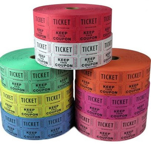 Roll Tickets: Case of 20 Double Rolls, 3-4 Different Color Tickets - 2,000 Individually Numbered Tic Roll Tickets: Case of 20 Double Rolls, 3-4 Different Color Tickets - 2,000 Individually Numbered Tic