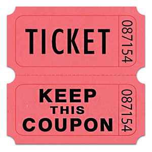 Roll Tickets: Case of 20 Double Rolls, Pink - 2,000 Individually Numbered Tickets