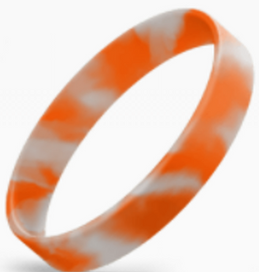 Orange and White Swirl 1/2" Silicone Wristband Orange and White Swirl 1/2" Silicone Wristband