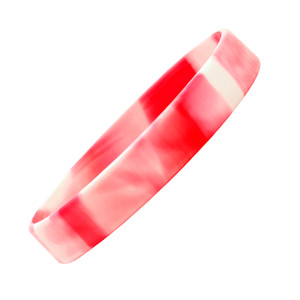 Red and White Swirl 1/2" Silicone Wristband Red and White Swirl 1/2" Silicone Wristband