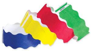 Red Tyvek 1" Wavy Cut Wristbands - 500 per box Red Tyvek 1" Wavy Cut Wristbands - 500 per box