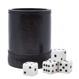 Jumbo Dice Cup: All Leather, with five 1 inch White Dice Jumbo Dice Cup: All Leather, with five 1 inch White Dice