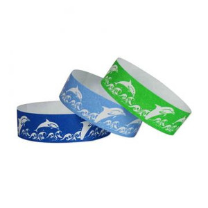 Tyvek 3/4" 1 Color Designer Wristbands, Dolphins (500 per box) Tyvek 3/4" 1 Color Designer Wristbands, Dolphins (500 per box)