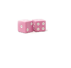 5/8 (16mm) Pink Opaque Dice with White Dots 5/8 (16mm) Pink Opaque Dice with White Dots
