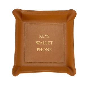 Tan Leather Valet Tray - Keys, Wallet, Phone
