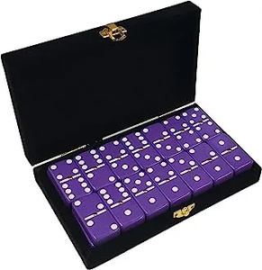 Marion Double 6 Purple Domino Set with Spinners in Velvet Box
