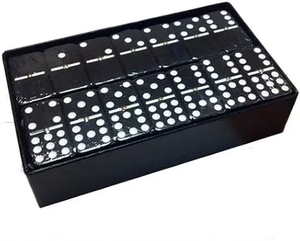 Marion Double 9 Black Domino Set in Cardboard Storage Box