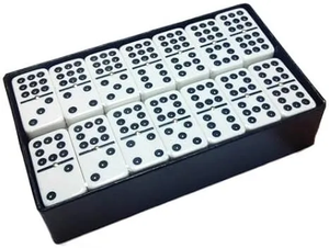 Marion Double 9 White Domino Set in Cardboard Storage Box