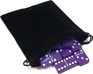 Marion Double 6 Purple Domino Set with Spinners in Velvet Bag