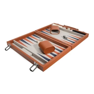 Custom Travel Backgammon Set Saddle Tan