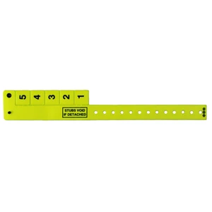 Vinyl 3/4" Multi-Tab Wristbands 5 Tab - Yellow (500 per box)