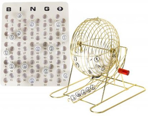 Bingo Cage Set (Ping Pong Ball Size): Brass Cage, Masterboard & Ping Pong Balls Bingo Cage Set (Ping Pong Ball Size): Brass Cage, Masterboard & Ping Pong Balls