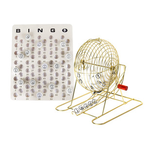 Bingo Cage Set (Ping Pong Ball Size): Brass Cage, Masterboard & Ping Pong Balls Bingo Cage Set (Ping Pong Ball Size): Brass Cage, Masterboard & Ping Pong Balls