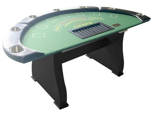 Full Size Blackjack Table with Wood Slab Legs and Green Layout, 72" x 36" Full Size Blackjack Table with Wood Slab Legs and Green Layout, 72" x 36"
