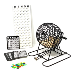 Bingo Cage Set: 9-Inch Rubber-Coated Cage with Masterboard and Balls Bingo Cage Set: 9-Inch Rubber-Coated Cage with Masterboard and Balls