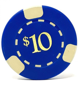 Poker Chips: 3 Edge Spot, 8.5 Gram, Pre-Denominated both sides, $10, Blue Poker Chips: 3 Edge Spot, 8.5 Gram, Pre-Denominated both sides, $10, Blue