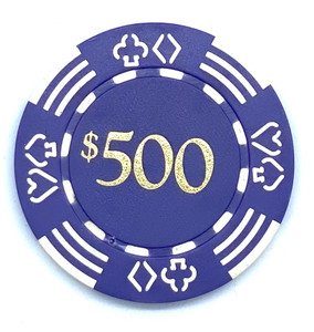 Value Poker Chips: Royal Card Suits, 11.5 Gram, $500 Purple