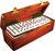 Marion Double 6 Two Tone Black / White Dominoes with Spinners in Wood Box