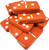 Marion Double 6 Orange Domino Set with White Spots in Velvet Box