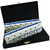 Marion & Co. Double Six Two Tone Blue / WhiteDominoes  with Spinners in Black Velvet Case