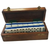 Marion & Co. Double Six Two Tone Blue / WhiteDominoes  with Spinners in Wood Box