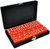 Marion & Co. Double Six Red Dominoes  with Spinners in Black Velvet Case