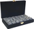 Marion & Co. Double Six Silver Marbleized Dominoes  with Spinners in Black Velvet Case