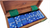 Marion & Co. Double Six Blue Marbleized Dominoes with Spinners in Wood Box