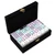 Double 9 White Dominoes with Colored Dots in Velvet Box