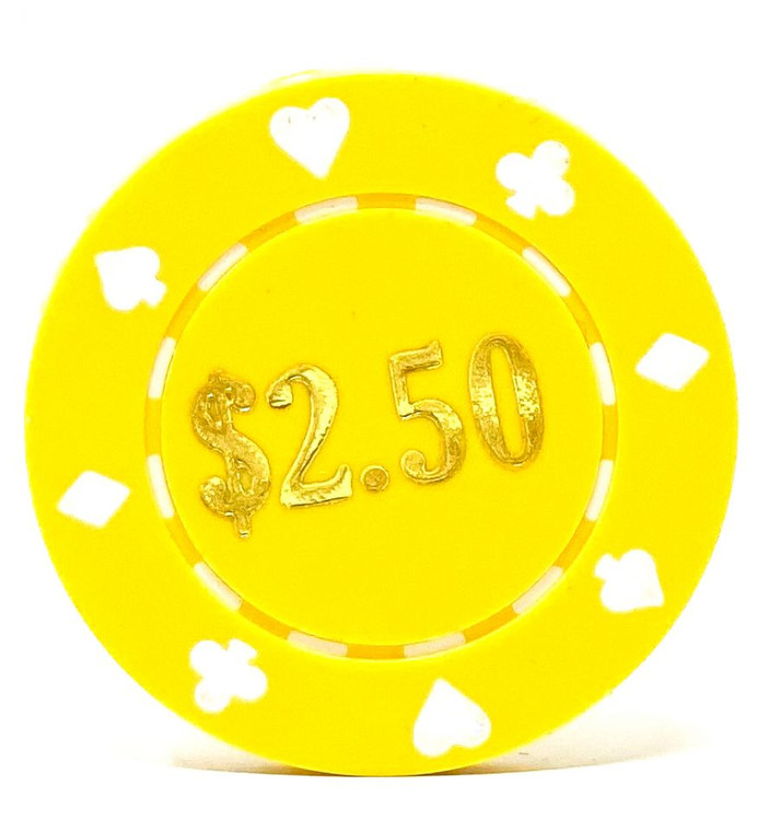 Poker Chips: Card Suits, 11.5 Gram / Heavy Weight, with Monogram, Yellow