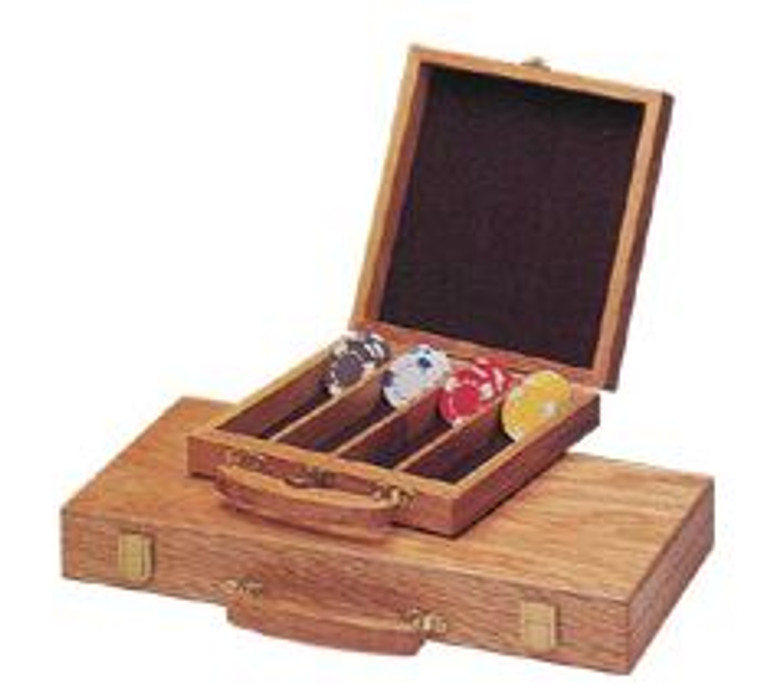 Chip Case: Oak, with Removable Trays, 500 Chip Capacity