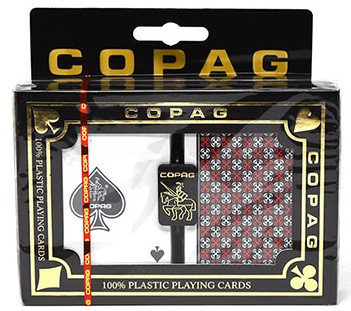 Copag Master Plastic Playing Cards: Wide, Regular Index, Black/Red