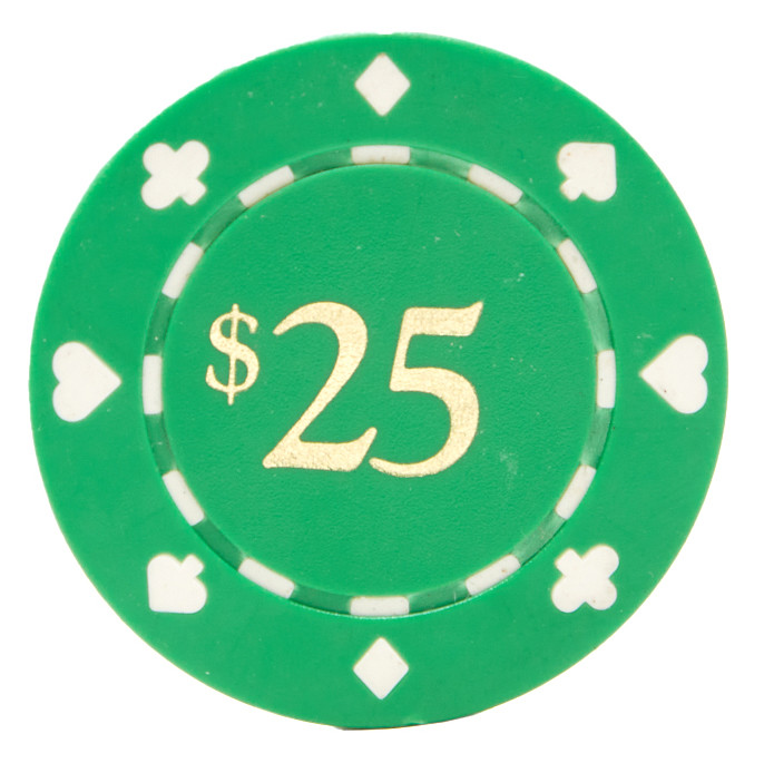 Value Poker Chips: Card Suits, 11.5 Gram, $25 Green