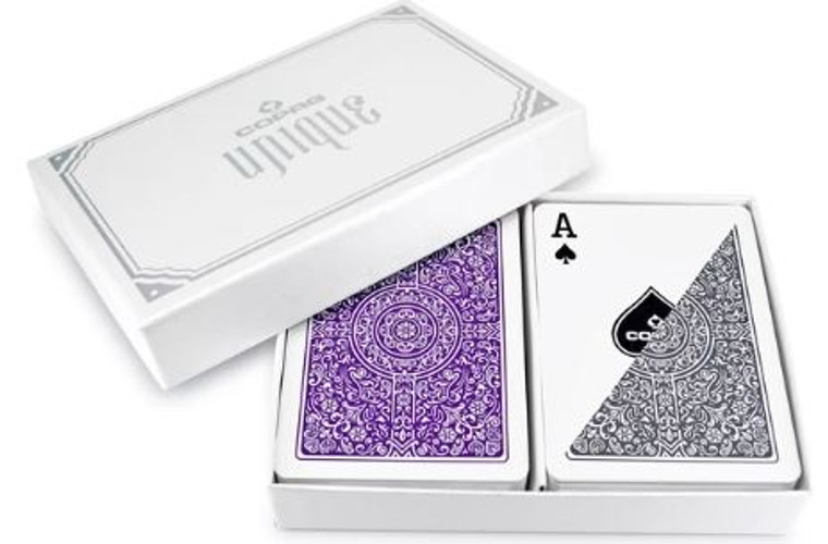 Copag Unique 100% Plastic Playing Cards -   Poker Size, Regular Index, Purple/Gray 2 Deck Set