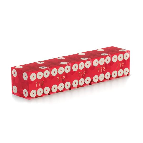 Ring Eye Casino Dice: 3/4 in., High Polish, Razor Edge, Red with Serial Numbers (Stick of 5)