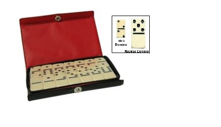 Mini Dominoes Set: Mini Double Six Dominoes Set in Vinyl Snap Shut Case