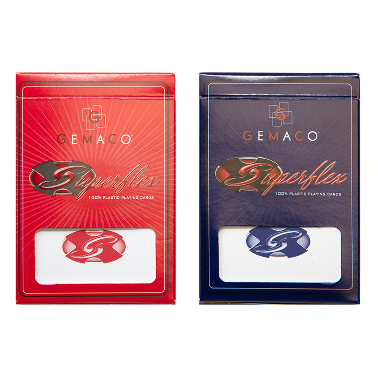 Gemaco Superflex Plastic Playing Cards: 2-deck, Wide Size, Regular Index, Red/Blue without Border