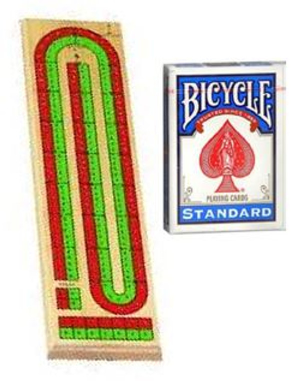 SPECIAL OFFER - Double Track Wood Cribbage Set with Playing Cards